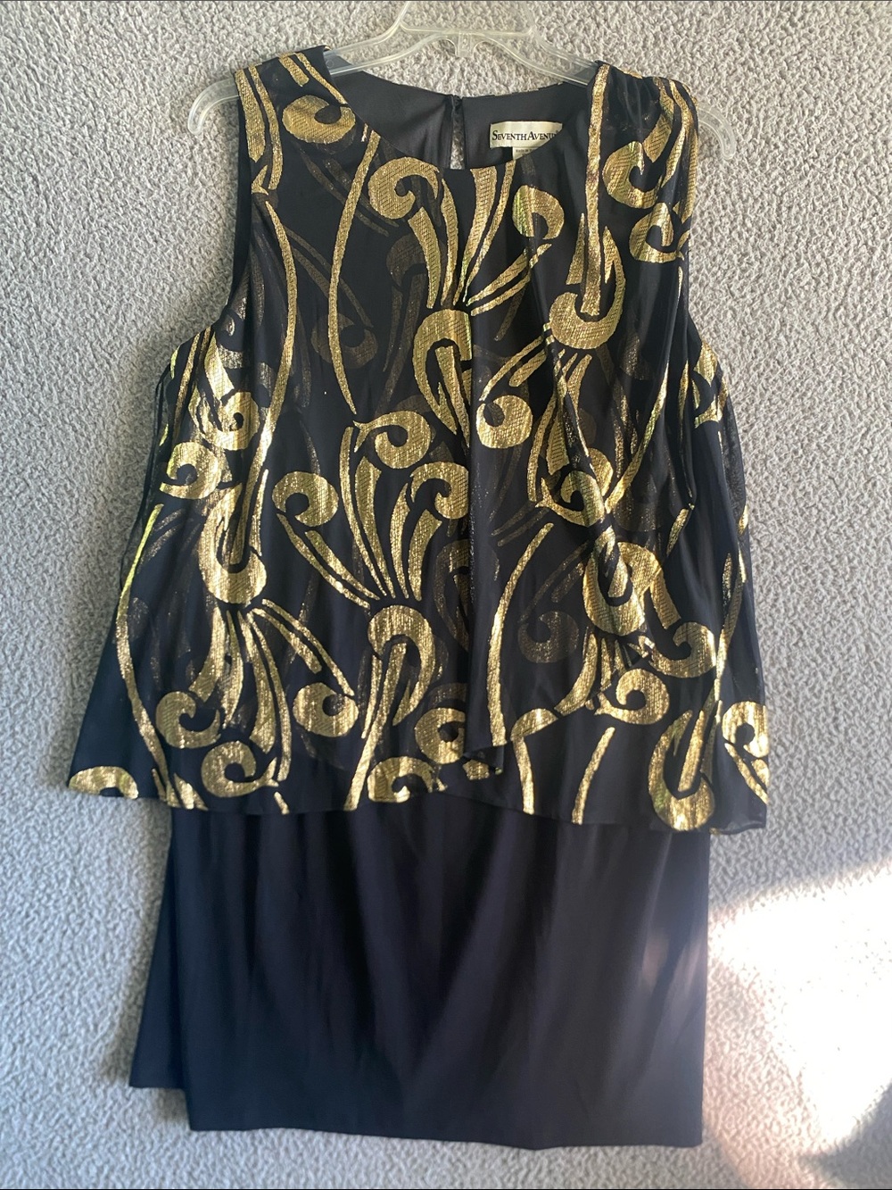 Seventh Avenue Black & Gold dress womens 18W Evening Wedding mother in law